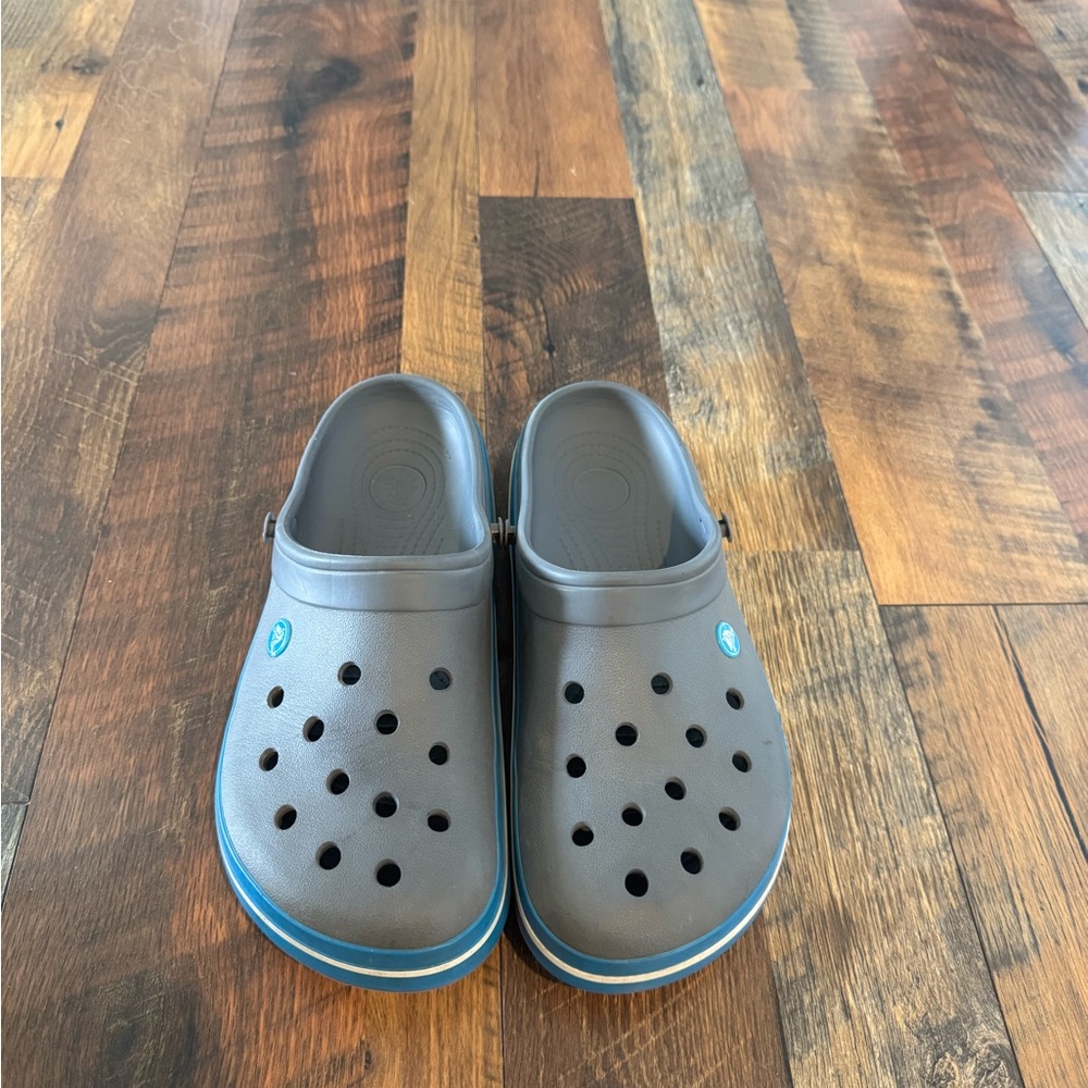 CROCS Gray and Blue Sandals with Ventilation Holes